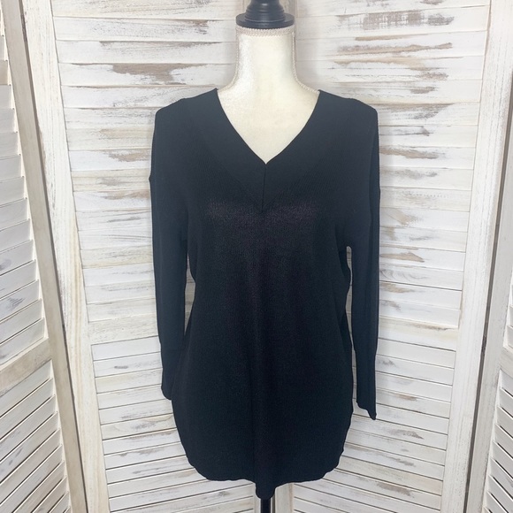 The Limited Sweaters - The LIMITED Ribbed V-Neck Sweater Top Black NWT S